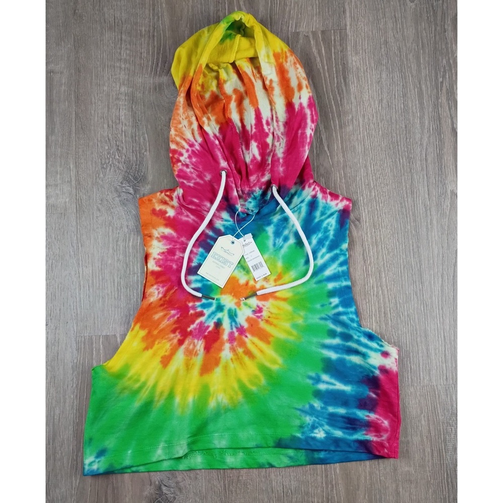 Exist Tie Dye Cropped Hoodie Sleeveless S Cotton NEW Moondance LHP6508‎ Juniors